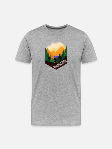 Wanderer - Männer Premium Bio T-Shirt - Grau meliert