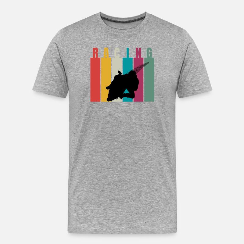 Racing Retro Silhouette - Männer Premium Bio T-Shirt - Grau meliert
