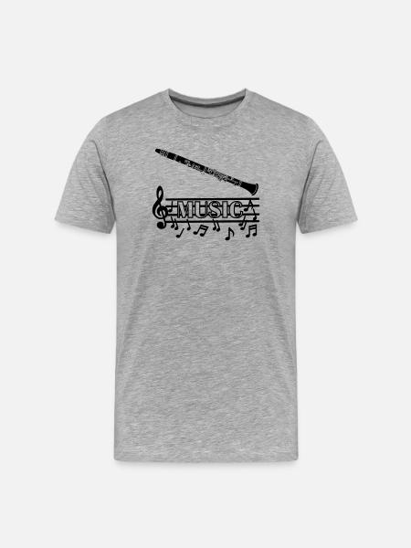 Clarinette instrument à vent avec des sons musicaux en dessous - T-shirt bio Premium Homme - gris chiné