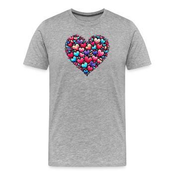 Colorful Heart - Men's Premium Organic T-Shirt - heather grey - Front - Damien (186cm)