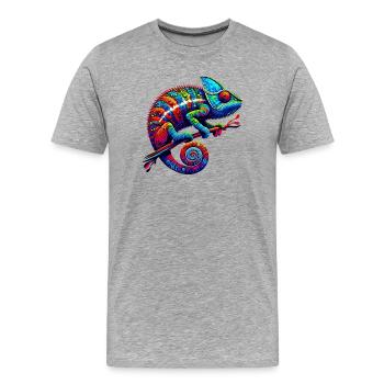 Chamäleon - Männer Premium Bio T-Shirt - Grau meliert - Vorne - Damien (186cm)