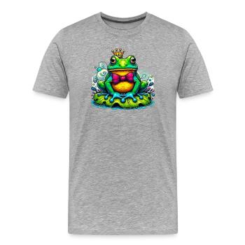 Grenouille à la couronne du roi - T-shirt bio Premium Homme - gris chiné - Devant - Damien (186cm)