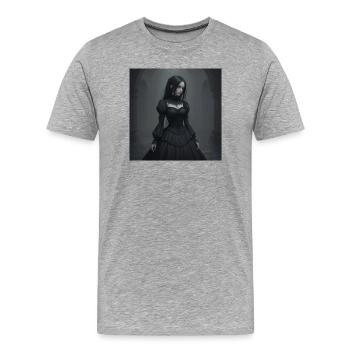 Gothic Viktorianisches Schwarzkleid - Männer Premium Bio T-Shirt - Grau meliert - Vorne - Damien (186cm)