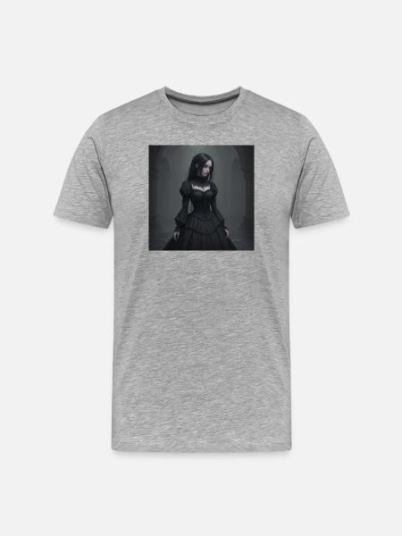 Gothic Viktorianisches Schwarzkleid - Männer Premium Bio T-Shirt - Grau meliert