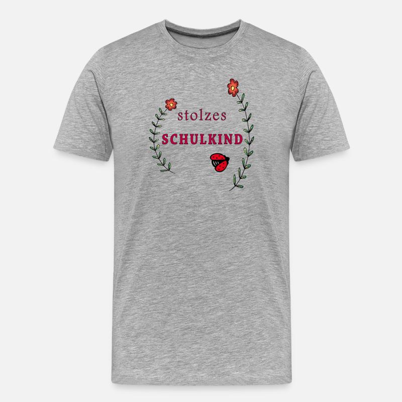 stolzes Schulkind Einschulung - Männer Premium Bio T-Shirt - Grau meliert