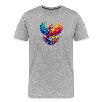 Hyper Flames of Majestic Phoenix - Men's Premium Organic T-Shirt - heather grey - Front - Damien (186cm)