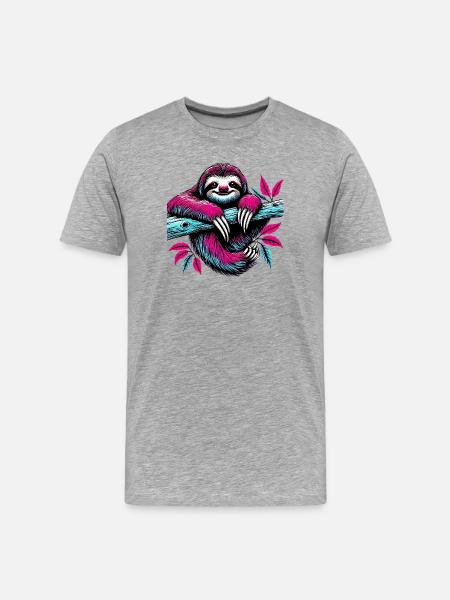 Sloth - Men's Premium Organic T-Shirt - heather grey