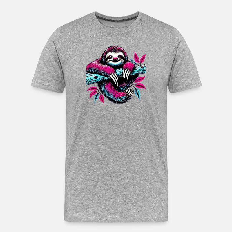 Faultier - Männer Premium Bio T-Shirt - Grau meliert