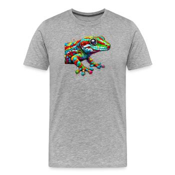 Gecko - T-shirt bio Premium Homme - gris chiné - Devant - Damien (186cm)