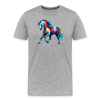 Pferd - Männer Premium Bio T-Shirt - Grau meliert - Vorne - Damien (186cm)