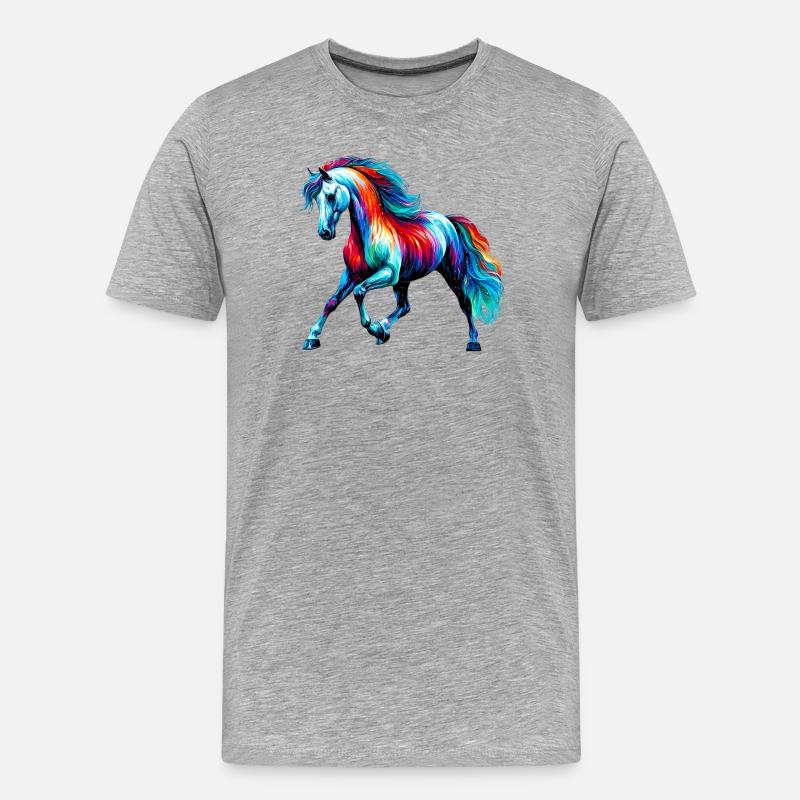 Pferd - Männer Premium Bio T-Shirt - Grau meliert