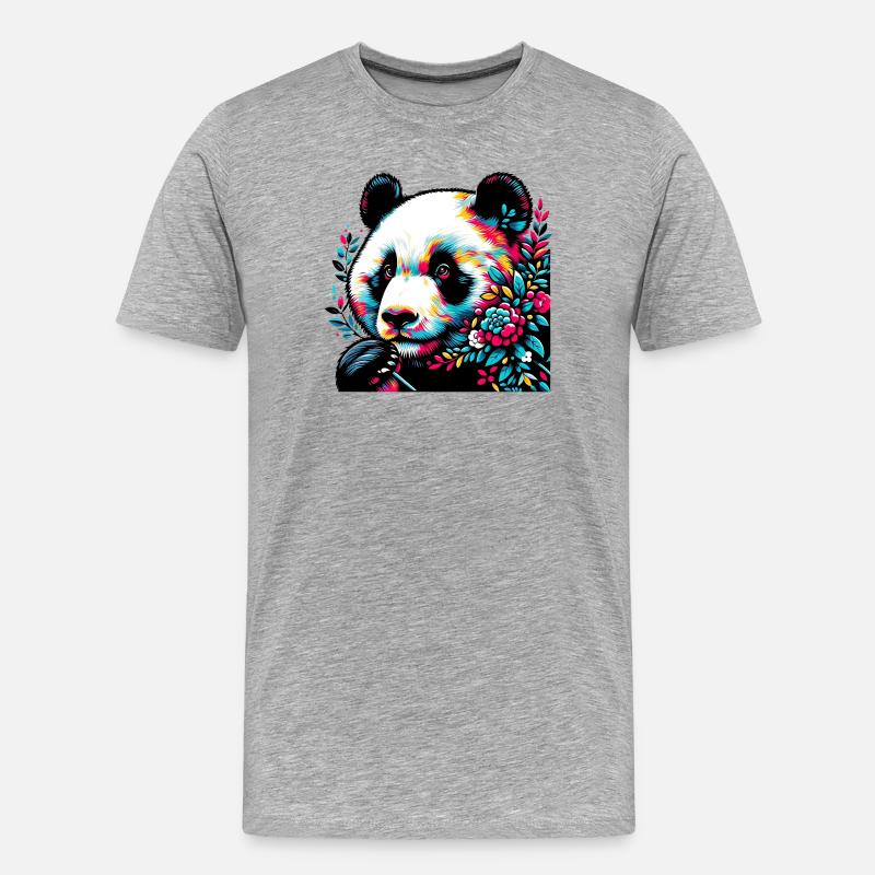 Panda - T-shirt bio Premium Homme - gris chiné