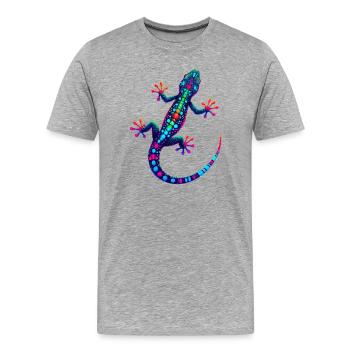 Gecko - T-shirt bio Premium Homme - gris chiné - Devant - Damien (186cm)