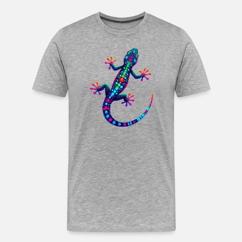 Gecko - Männer Premium Bio T-Shirt - Grau meliert