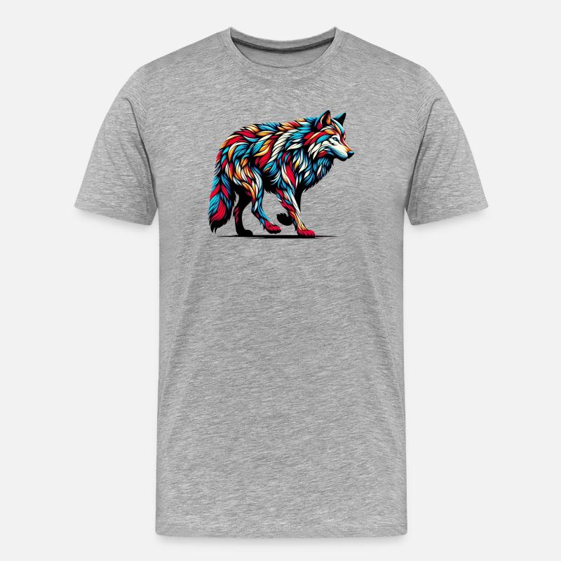 Wolf - Men's Premium Organic T-Shirt - heather grey