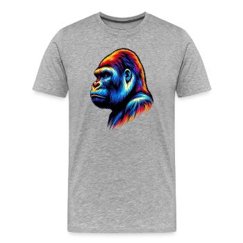 Gorille - T-shirt bio Premium Homme - gris chiné - Devant - Damien (186cm)