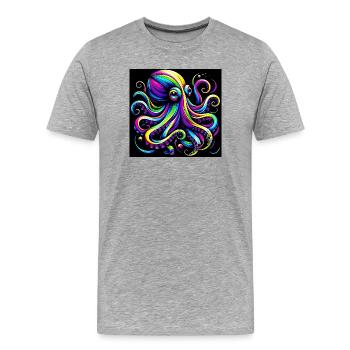 Krake - Männer Premium Bio T-Shirt - Grau meliert - Vorne - Damien (186cm)