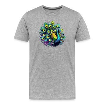 Pfau - Männer Premium Bio T-Shirt - Grau meliert - Vorne - Damien (186cm)