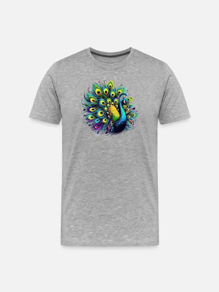 Peacock - Men's Premium Organic T-Shirt - heather grey