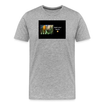 Streetwear Open Your Warm 😘 - T-shirt bio Premium Homme - gris chiné - Devant - Damien (186cm)