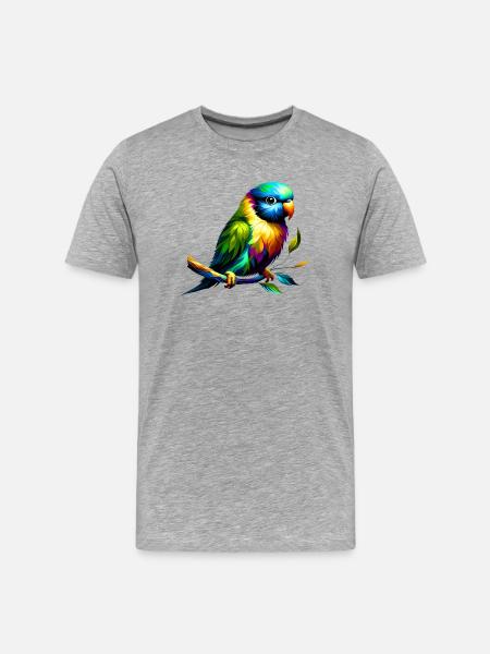 Regenbogensittich (01) - Männer Premium Bio T-Shirt - Grau meliert