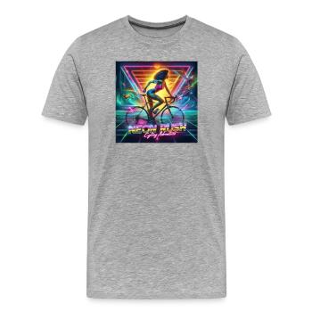 Neon Rush - Girl cycling 80s style poster - Men's Premium Organic T-Shirt - heather grey - Front - Damien (186cm)