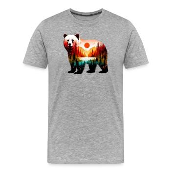 Decorated bear painted with forest landscape - Men's Premium Organic T-Shirt - heather grey - Front - Damien (186cm)