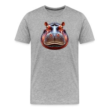 Hippopotame - T-shirt bio Premium Homme - gris chiné - Devant - Damien (186cm)