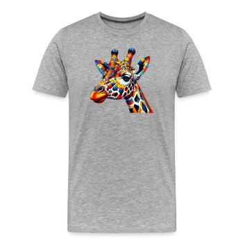 Giraffe colored and painted like Harlequin - Men's Premium Organic T-Shirt - heather grey - Front - Damien (186cm)