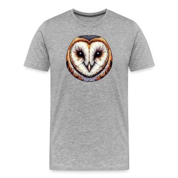 Schleiereule - Männer Premium Bio T-Shirt - Grau meliert - Vorne - Damien (186cm)