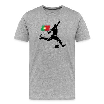 Icône du joueur de football Blast Portugal - T-shirt bio Premium Homme - gris chiné - Devant - Damien (186cm)