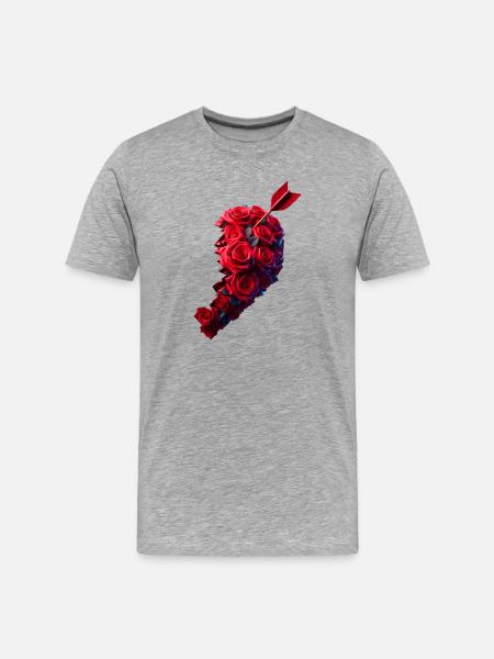 Herzpartner rechts - Männer Premium Bio T-Shirt - Grau meliert