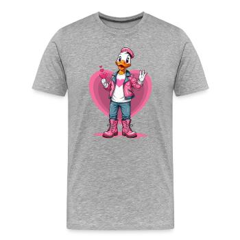 Cute duck with heart - Men's Premium Organic T-Shirt - heather grey - Front - Damien (186cm)