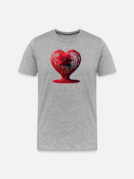 Rose Heart (03) - Men's Premium Organic T-Shirt - heather grey