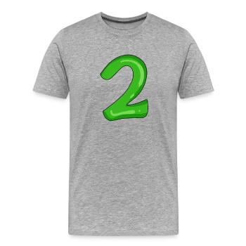 Zwei - 2 - Nummer Zahl - Männer Premium Bio T-Shirt - Grau meliert - Vorne - Damien (186cm)