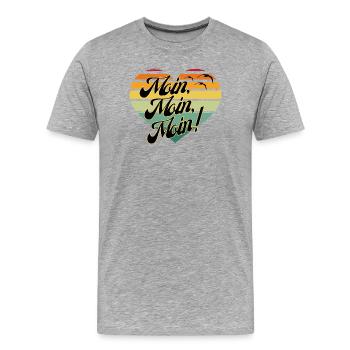 moin, Norddeutscher Gruss, hallo - Männer Premium Bio T-Shirt - Grau meliert - Vorne - Damien (186cm)