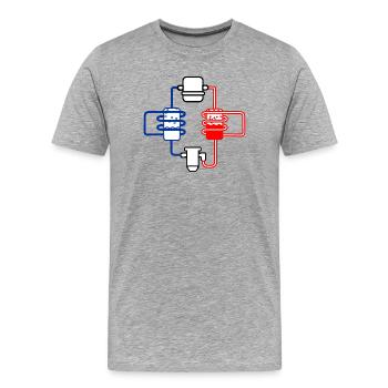 Heat pump red blue - Men's Premium Organic T-Shirt - heather grey - Front - Damien (186cm)