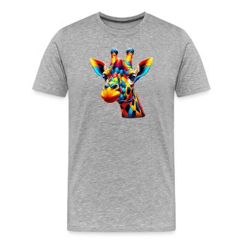 Giraffe colored and painted like Harlequin - Men's Premium Organic T-Shirt - heather grey - Front - Damien (186cm)