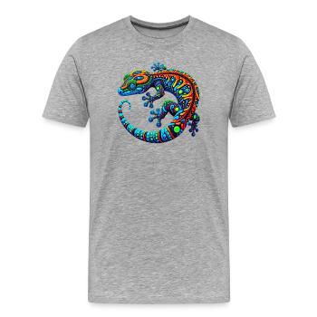 Gecko - T-shirt bio Premium Homme - gris chiné - Devant - Damien (186cm)