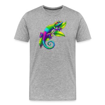 Gecko - T-shirt bio Premium Homme - gris chiné - Devant - Damien (186cm)