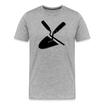 Clou et truelle à joint, outils de maçon - T-shirt bio Premium Homme - gris chiné - Devant - Damien (186cm)