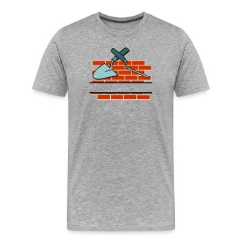 Mur d’un joint Espace de texte à clous et truelle - T-shirt bio Premium Homme - gris chiné - Devant - Damien (186cm)