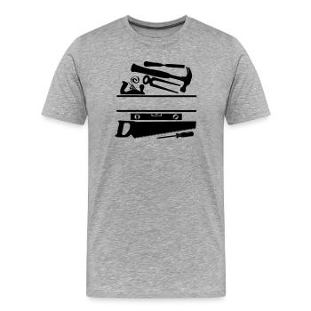 Banner für Zimmermannswerkzeuge - Männer Premium Bio T-Shirt - Grau meliert - Vorne - Damien (186cm)