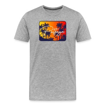 Pattaya Palmen Sunset - Männer Premium Bio T-Shirt - Grau meliert - Vorne - Damien (186cm)