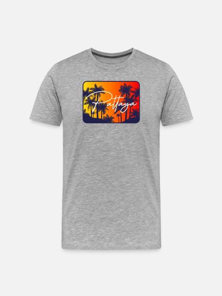 Pattaya Palm Trees Sunset - Men's Premium Organic T-Shirt - heather grey