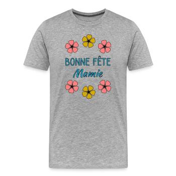 MAMIE - T-shirt bio Premium Homme - gris chiné - Devant - Damien (186cm)