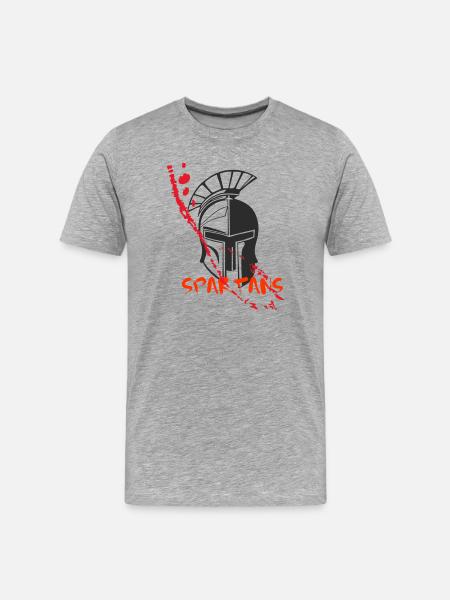 Helm Sparta und Blut 7 - Männer Premium Bio T-Shirt - Grau meliert