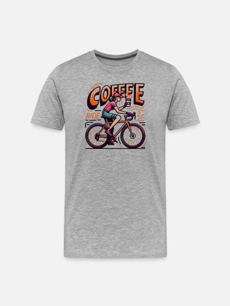 Vibrant Coffee Ride Illustration - Men's Premium Organic T-Shirt - heather grey