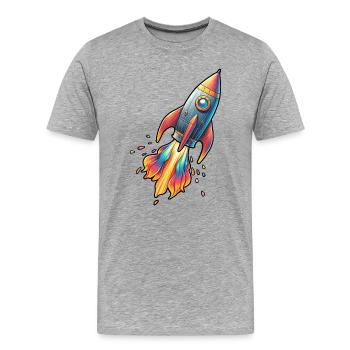 Fusée couleur avec couleurs de feu - T-shirt bio Premium Homme - gris chiné - Devant - Damien (186cm)