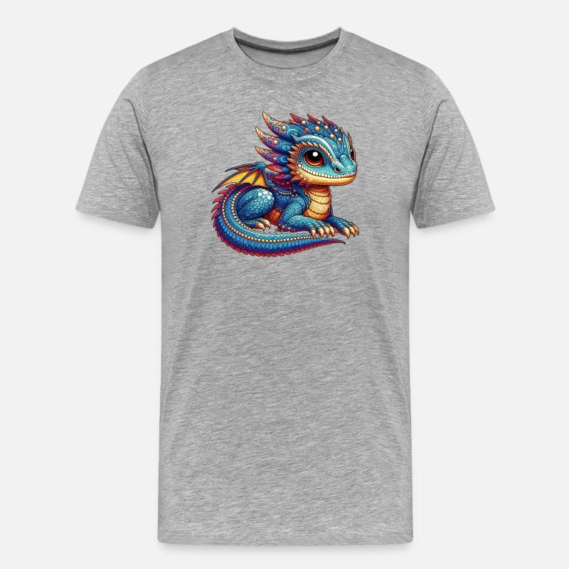 Drache - Männer Premium Bio T-Shirt - Grau meliert